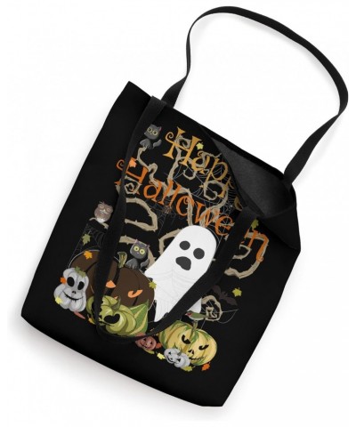 Happy Halloween Creepy Ghost & Jack-O-Lantern Evil Pumpkin Tote Bag $11.58 Totes