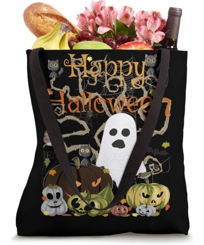 Happy Halloween Creepy Ghost & Jack-O-Lantern Evil Pumpkin Tote Bag $11.58 Totes