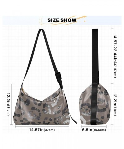 Women Boho Bag Leopard Animal Print Elegant Foil Shoulder Bag PU Leather Crossbody Bag Large Tote Handbag For Quick Getaway W...