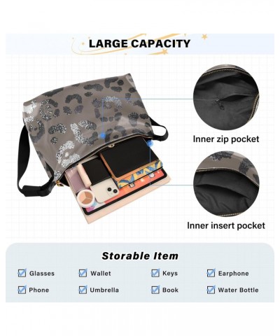 Women Boho Bag Leopard Animal Print Elegant Foil Shoulder Bag PU Leather Crossbody Bag Large Tote Handbag For Quick Getaway W...