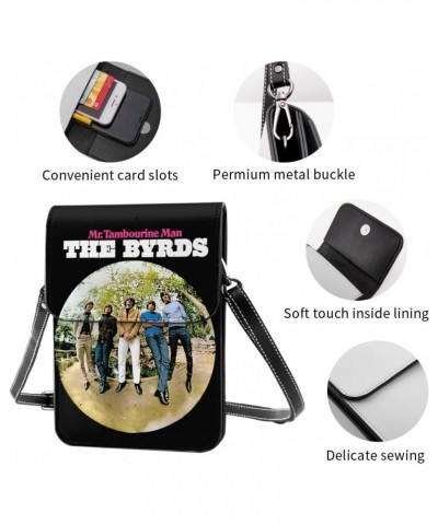 The Rock Byrds Band Small Cell Phone Purse Cell Phone Purse Clutch Handbag For Womens Female Black $14.61 Crossbody Bags