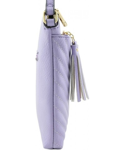 Chevron Quilted Medium Crossbody Bag with Tassel Accent Lavender $13.72 Crossbody Bags