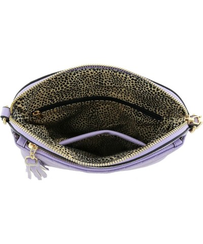 Chevron Quilted Medium Crossbody Bag with Tassel Accent Lavender $13.72 Crossbody Bags