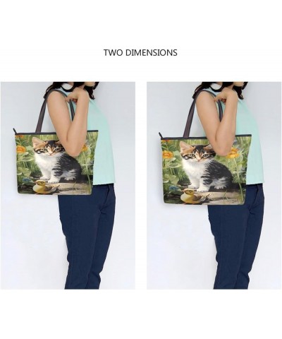 Women Tote Bags Flowers Floral Cat Duck Top Handle Satchel Handbags Shoulder Bag for Shopping 20848041 Duck Cat $8.40 Satchels