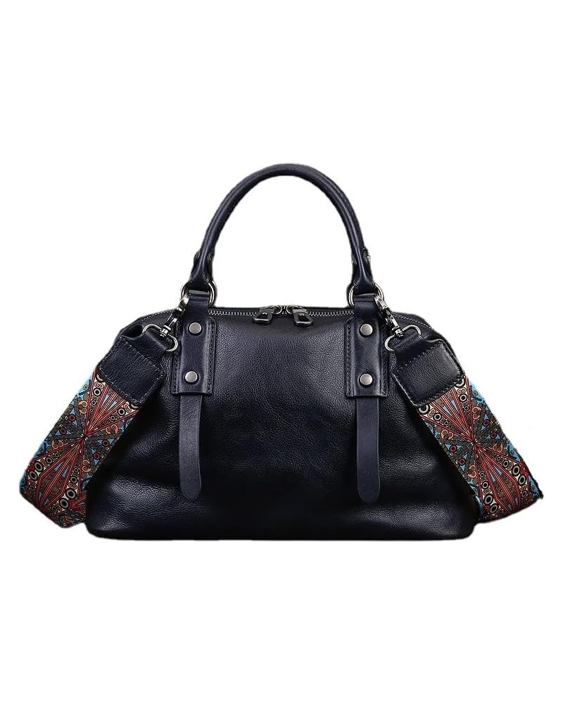 Women's handbag with cowhide top layer shoulder bag with large capacity business style tote bag Iron Blue $45.53 Totes