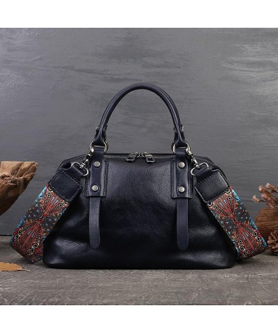 Women's handbag with cowhide top layer shoulder bag with large capacity business style tote bag Iron Blue $45.53 Totes