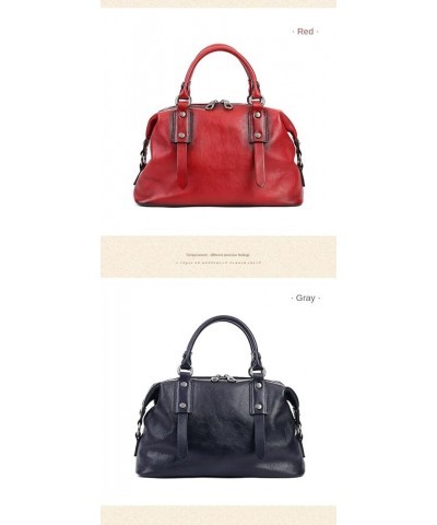 Women's handbag with cowhide top layer shoulder bag with large capacity business style tote bag Iron Blue $45.53 Totes