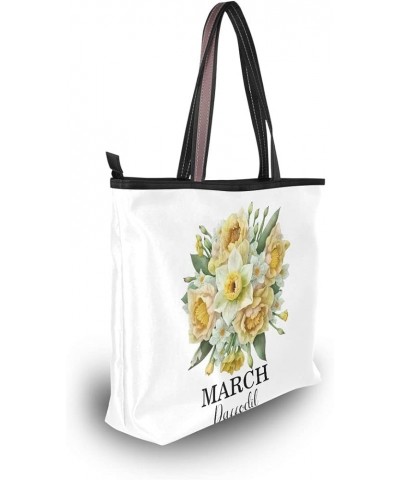 Birth Month Flower Born in January Carnation Women Handbags Purses Tote Shoulder Bag Top Handle Bag for Daily Work Travel Mar...