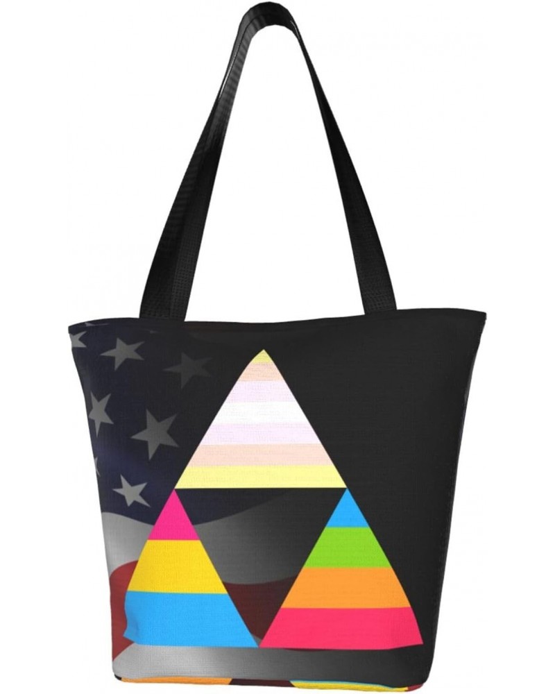 Pangender Pansexual Panromantic Triangle Pride Flag Fashion Shoulder Bag Large Capacity For Man Or Woman $18.01 Totes