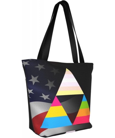 Pangender Pansexual Panromantic Triangle Pride Flag Fashion Shoulder Bag Large Capacity For Man Or Woman $18.01 Totes