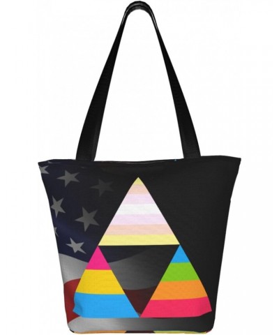 Pangender Pansexual Panromantic Triangle Pride Flag Fashion Shoulder Bag Large Capacity For Man Or Woman $18.01 Totes