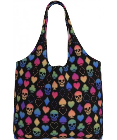 Divine Geometry Single Shoulder Commuter Canvas Tote Bags For Women And Men Different Card Colors and Skulls $10.55 Totes