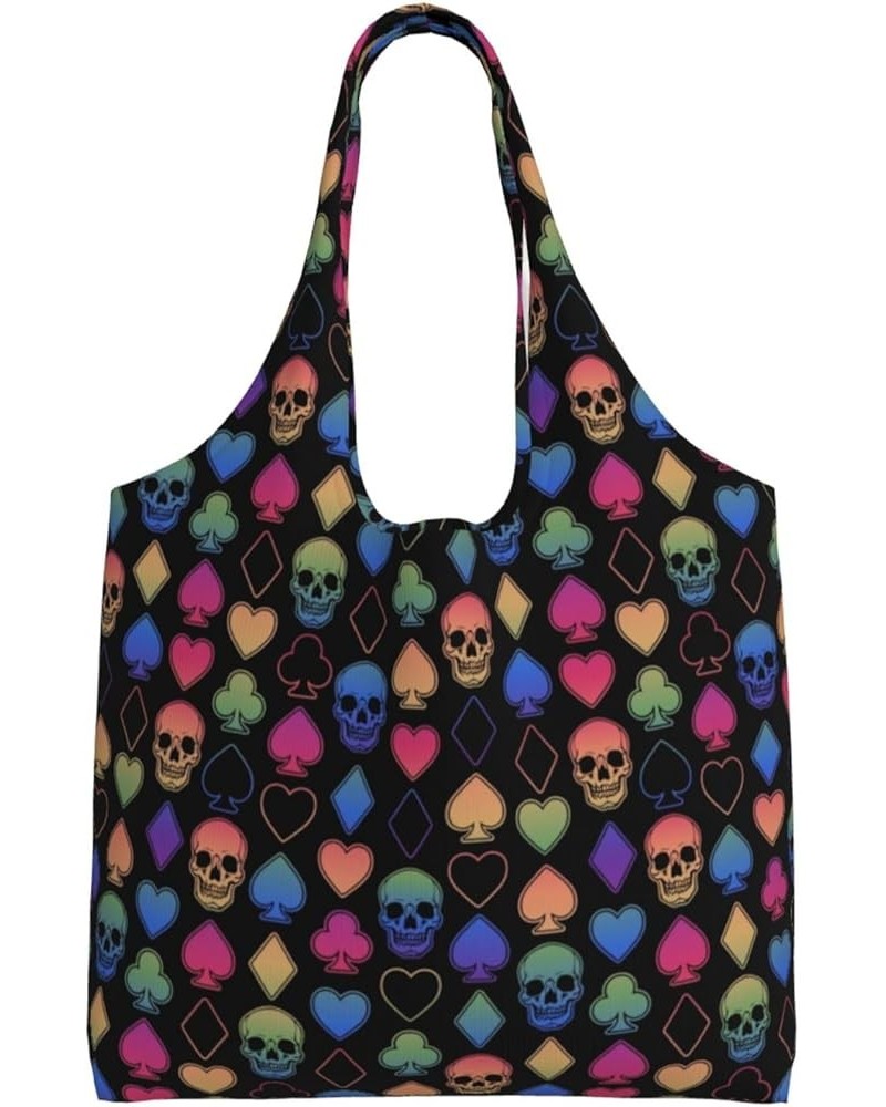 Divine Geometry Single Shoulder Commuter Canvas Tote Bags For Women And Men Different Card Colors and Skulls $10.55 Totes