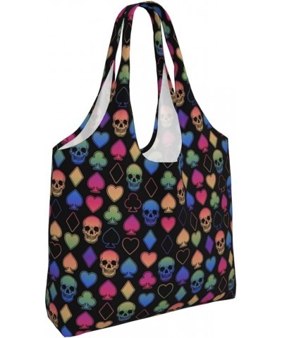 Divine Geometry Single Shoulder Commuter Canvas Tote Bags For Women And Men Different Card Colors and Skulls $10.55 Totes