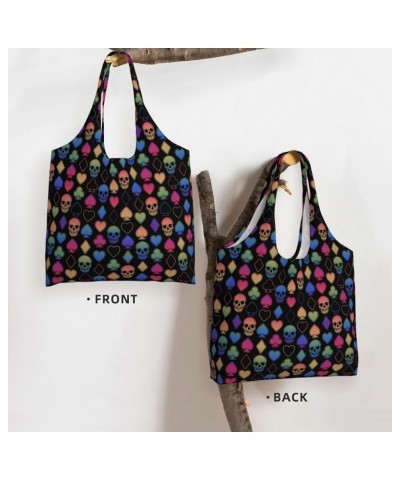 Divine Geometry Single Shoulder Commuter Canvas Tote Bags For Women And Men Different Card Colors and Skulls $10.55 Totes