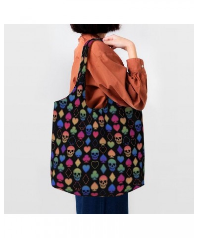 Divine Geometry Single Shoulder Commuter Canvas Tote Bags For Women And Men Different Card Colors and Skulls $10.55 Totes