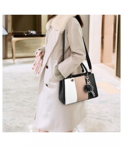 Women's Handbags Purses Tote Shoulder Bag With Pompom Top Handle Satchel Bag for Work Wine $27.31 Totes