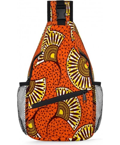 Ethnic African Pattern Sling Crossbody Bag for Women Men, Sling Backpack Travel Hiking Casual Daypack Chest Bag Purse Shoulde...