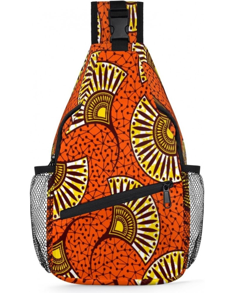 Ethnic African Pattern Sling Crossbody Bag for Women Men, Sling Backpack Travel Hiking Casual Daypack Chest Bag Purse Shoulde...