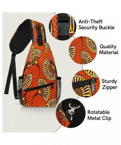 Ethnic African Pattern Sling Crossbody Bag for Women Men, Sling Backpack Travel Hiking Casual Daypack Chest Bag Purse Shoulde...