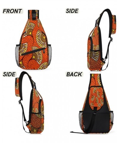 Ethnic African Pattern Sling Crossbody Bag for Women Men, Sling Backpack Travel Hiking Casual Daypack Chest Bag Purse Shoulde...