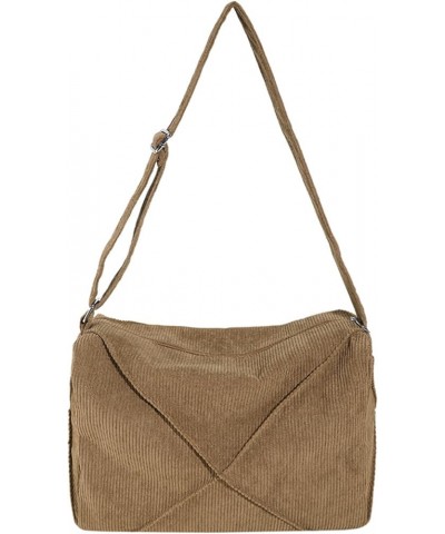 Trendy Corduroy Shoulder Bag Fashionable and Functional Crossbody Bags for Men and Women Khaki $11.45 Crossbody Bags