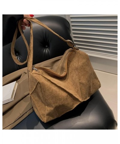 Trendy Corduroy Shoulder Bag Fashionable and Functional Crossbody Bags for Men and Women Khaki $11.45 Crossbody Bags