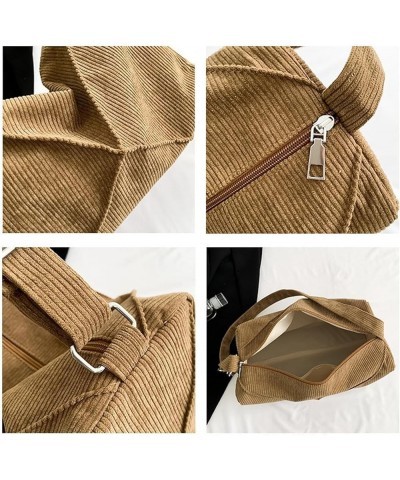 Trendy Corduroy Shoulder Bag Fashionable and Functional Crossbody Bags for Men and Women Khaki $11.45 Crossbody Bags