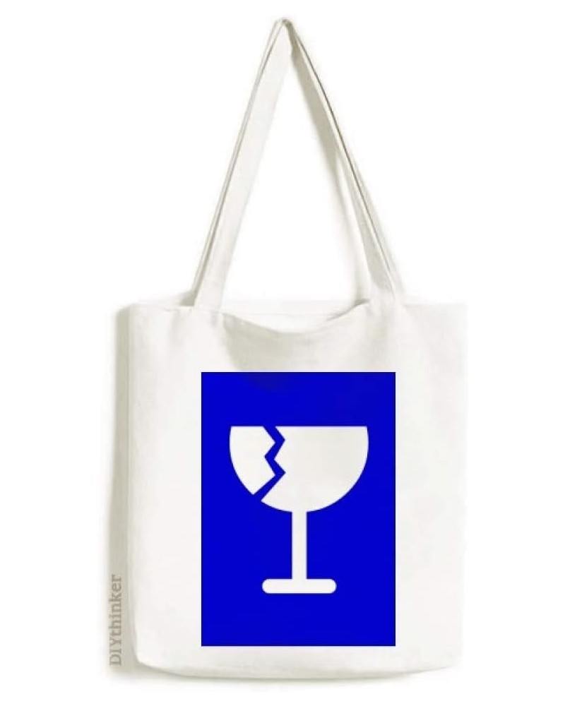 Fragile Blue Square Warning Mark Tote Canvas Bag Shopping Satchel Casual Handbag $13.33 Totes