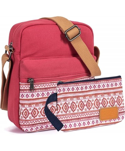 Cute Crossbody Bag and Purse Casual Canvas Shoulder Bag for Women Rose A-3 $10.40 Shoulder Bags