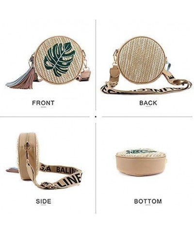 Mini Woven Shoulder Crossbody Handbag Straw Embroider Shoulder Bags Small Satchel Purse Leaf $14.71 Satchels