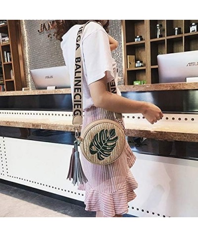 Mini Woven Shoulder Crossbody Handbag Straw Embroider Shoulder Bags Small Satchel Purse Leaf $14.71 Satchels