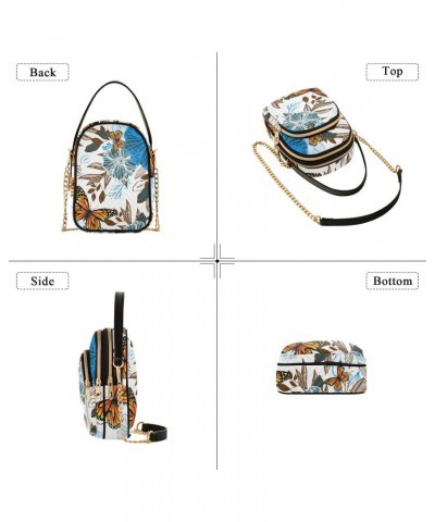 Beautiful Flowers Butterflies Crossbody Bag for Women Cell Phone Purse Wallet with Removable Chain Shoulder Handbag for Work ...