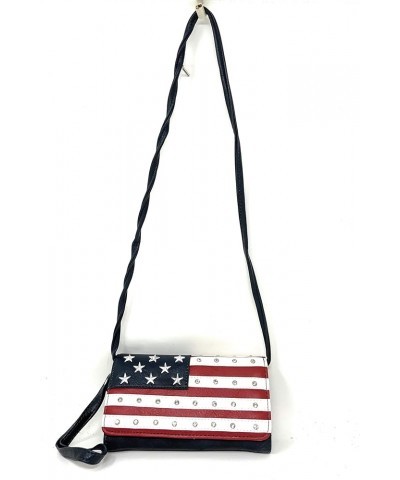 American Flag Rhinestone Women's Handbags Purse Wallet Set in Multi-Color Crossbody Wallet Only- American Flag $28.81 Shoulde...