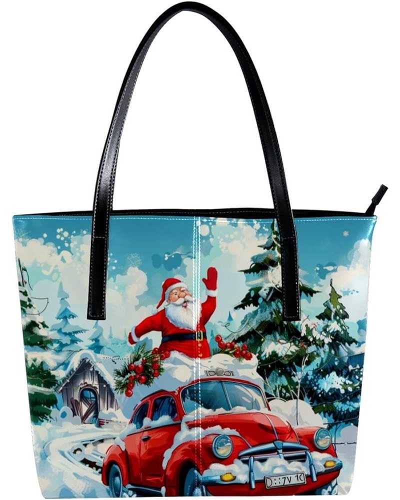 Tote Bag for Women, Large Tote Bags for Women, Tote Bag with Zipper, Christmas Santa Cartoon, Totes for Women Design 8655 $22...