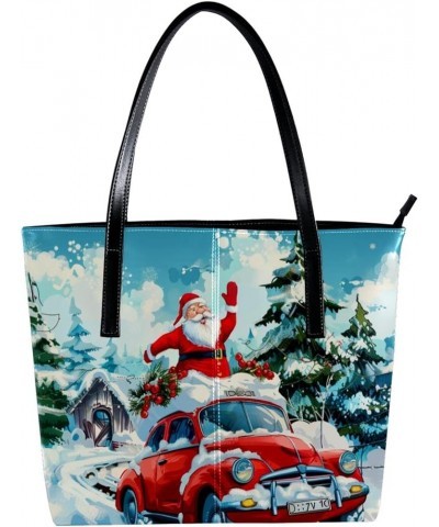 Tote Bag for Women, Large Tote Bags for Women, Tote Bag with Zipper, Christmas Santa Cartoon, Totes for Women Design 8655 $22...