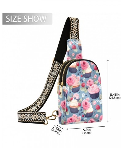 Sling Bag for Women Floral Cupcake Pattern Crossbody Bag Small Chest Bag Shoulder Bag Cell Phone Purse for Casual Travel Hiki...