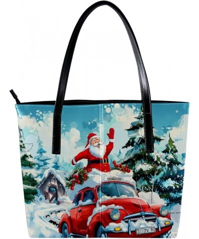 Tote Bag for Women, Large Tote Bags for Women, Tote Bag with Zipper, Christmas Santa Cartoon, Totes for Women Design 8655 $22...