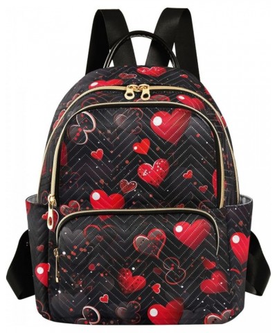 Red Heart Valentine's Day Backpack Purse for Women Small Travel Bag Fashion Daypack M 202a4950 S(10.23"x5.11"x12.59") 202a495...