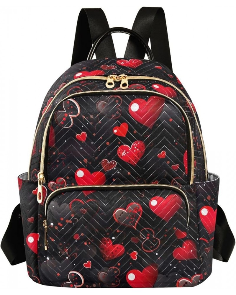 Red Heart Valentine's Day Backpack Purse for Women Small Travel Bag Fashion Daypack M 202a4950 S(10.23"x5.11"x12.59") 202a495...