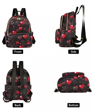 Red Heart Valentine's Day Backpack Purse for Women Small Travel Bag Fashion Daypack M 202a4950 S(10.23"x5.11"x12.59") 202a495...