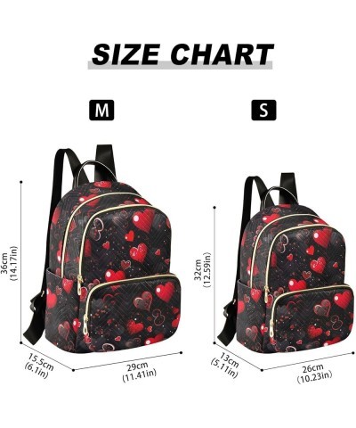 Red Heart Valentine's Day Backpack Purse for Women Small Travel Bag Fashion Daypack M 202a4950 S(10.23"x5.11"x12.59") 202a495...