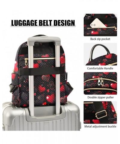 Red Heart Valentine's Day Backpack Purse for Women Small Travel Bag Fashion Daypack M 202a4950 S(10.23"x5.11"x12.59") 202a495...