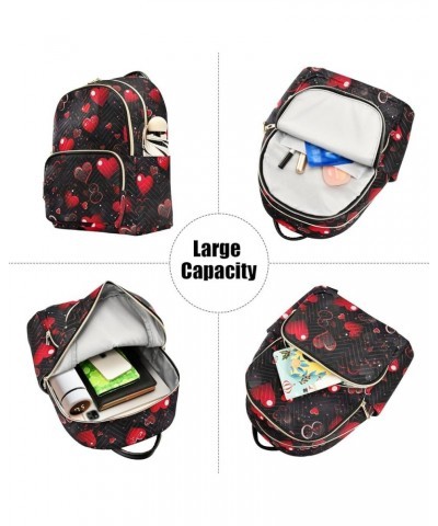 Red Heart Valentine's Day Backpack Purse for Women Small Travel Bag Fashion Daypack M 202a4950 S(10.23"x5.11"x12.59") 202a495...