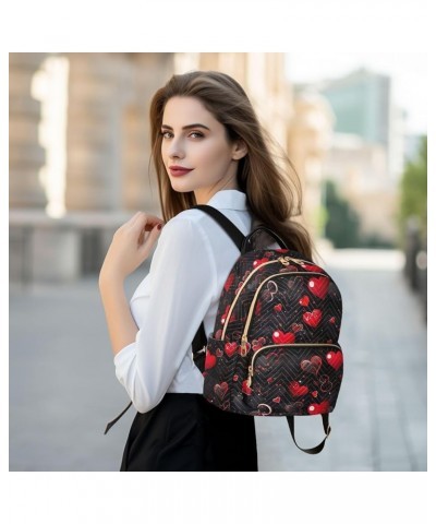 Red Heart Valentine's Day Backpack Purse for Women Small Travel Bag Fashion Daypack M 202a4950 S(10.23"x5.11"x12.59") 202a495...