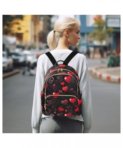 Red Heart Valentine's Day Backpack Purse for Women Small Travel Bag Fashion Daypack M 202a4950 S(10.23"x5.11"x12.59") 202a495...