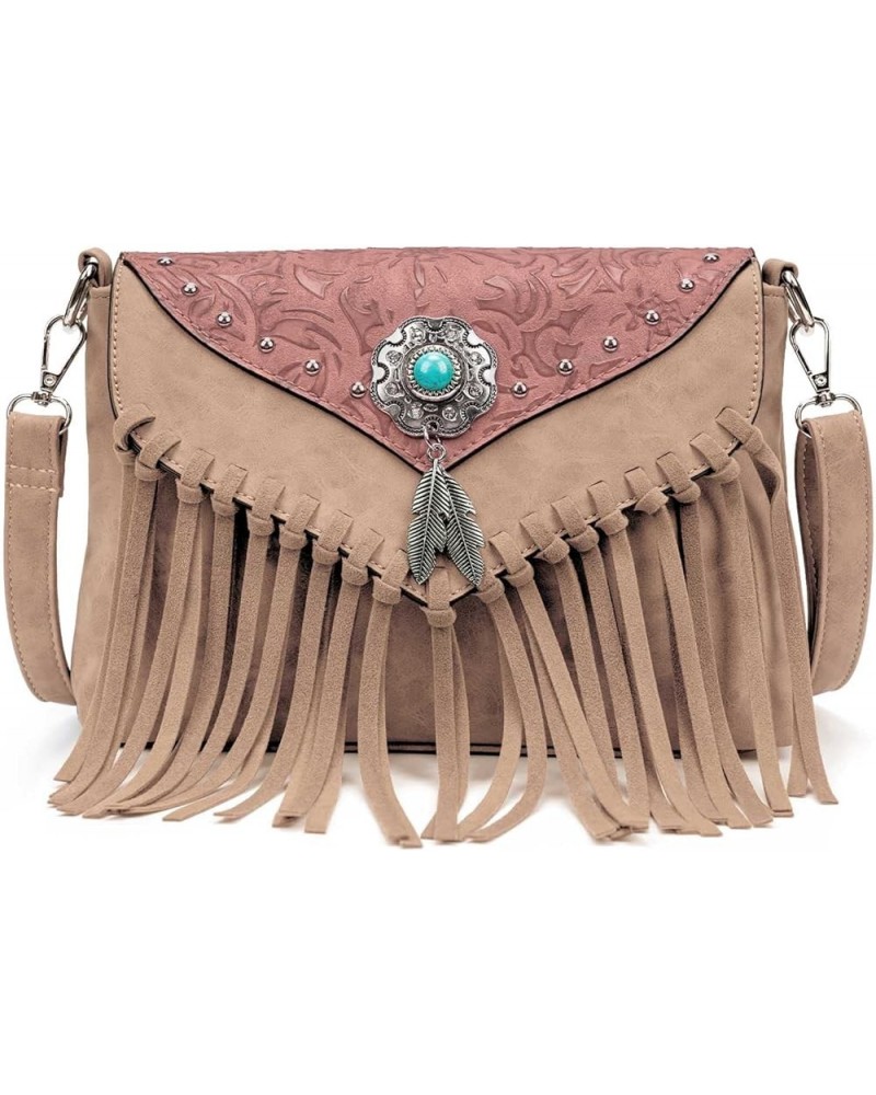 Small Crossbody Bags for Women Crossbody Handbag Fringe Purse Tassel Shoulder Bag Turquoise Concho Wallet Pink $15.36 Crossbo...