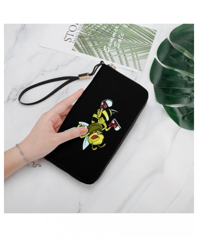 Angry Bee Wristlet Wallet Leather Long Card Holder Purse Slim Clutch Handbag for Women $25.97 Wristlets