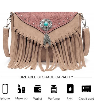 Small Crossbody Bags for Women Crossbody Handbag Fringe Purse Tassel Shoulder Bag Turquoise Concho Wallet Pink $15.36 Crossbo...