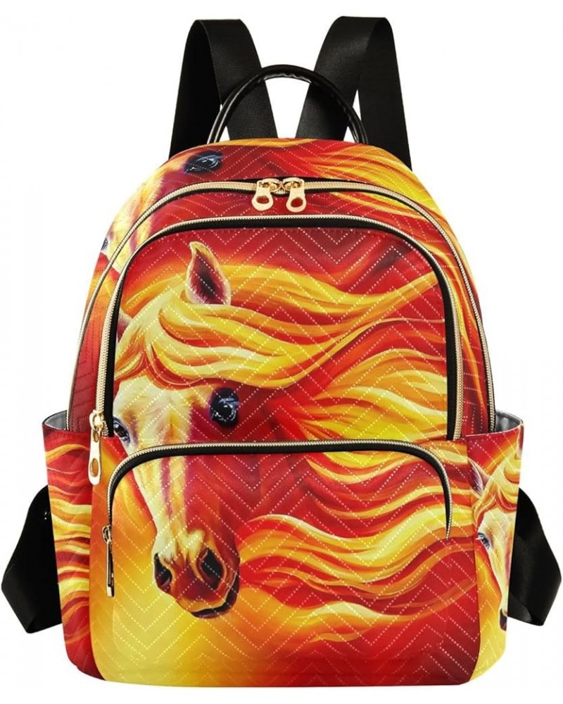 Small Backpack for Women Travel Bag Horse with Fiery Mane Daypack Purse Fashion Shoulder Bag Rucksack Medium B753 $10.92 Back...